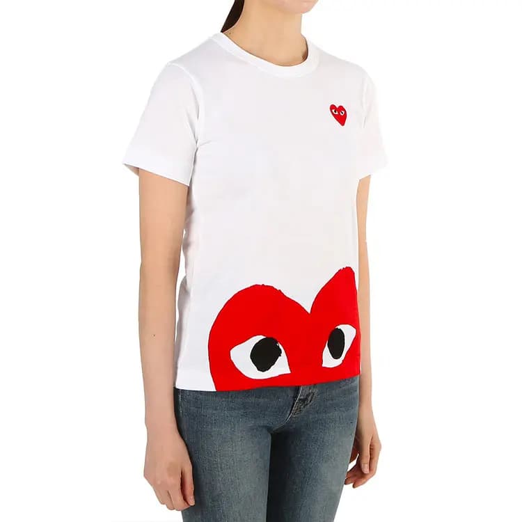 Comme Des Garçons Play T-Shirt Big Half Red Heart 'White' 7