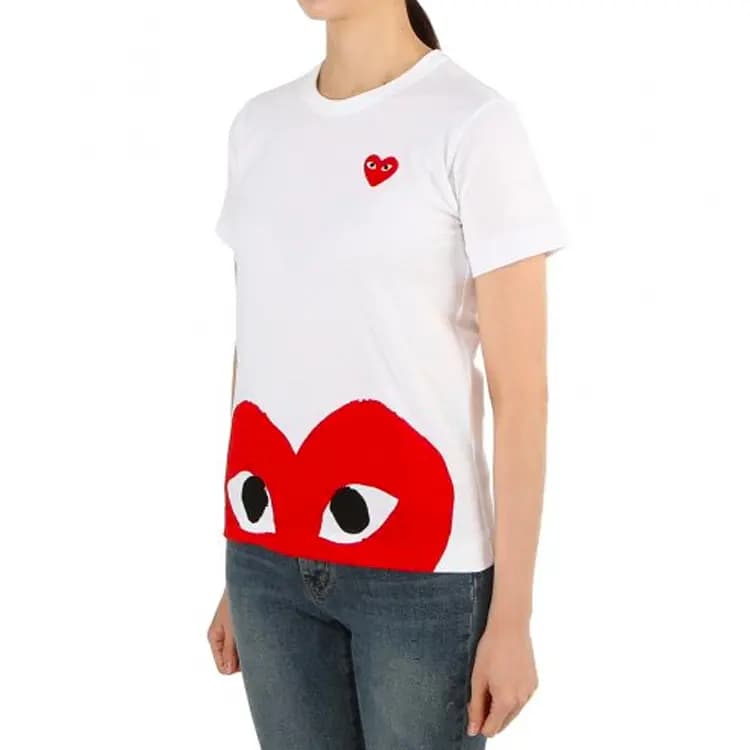 Comme Des Garçons Play T-Shirt Big Half Red Heart 'White' 5