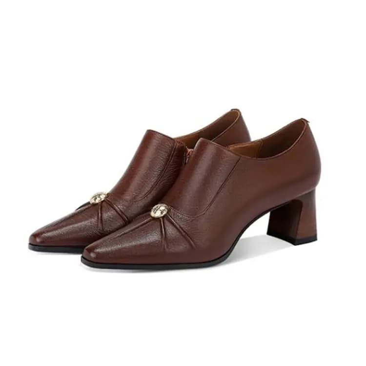 JESSICA SOPHIA Sheepskin Versatile Square Toe Anti-Slip Comfortable Casual Shoes Women's 4