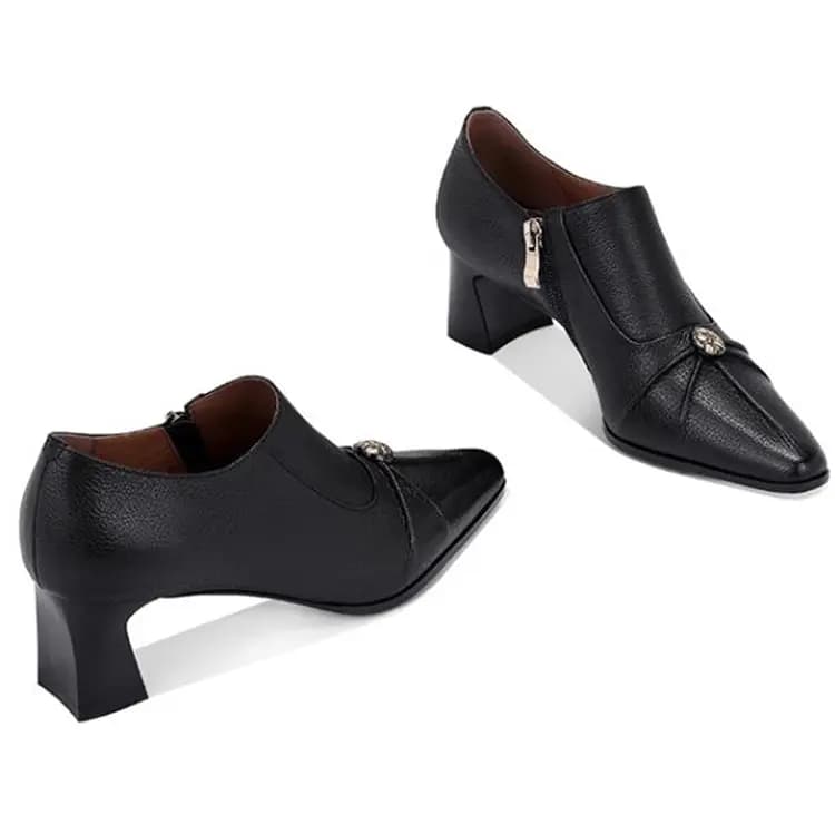 JESSICA SOPHIA Sheepskin Versatile Square Toe Anti-Slip Comfortable Casual Shoes Women's 2
