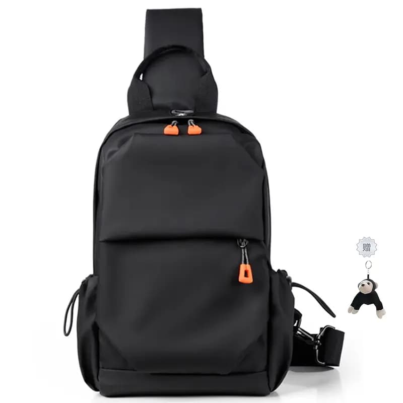 Warrior Casual Minimalist Multi-Functional Trendy Polyester Shoulder Sling Crossbody Chest Bag Small Unisex Couple Black/Gray 6