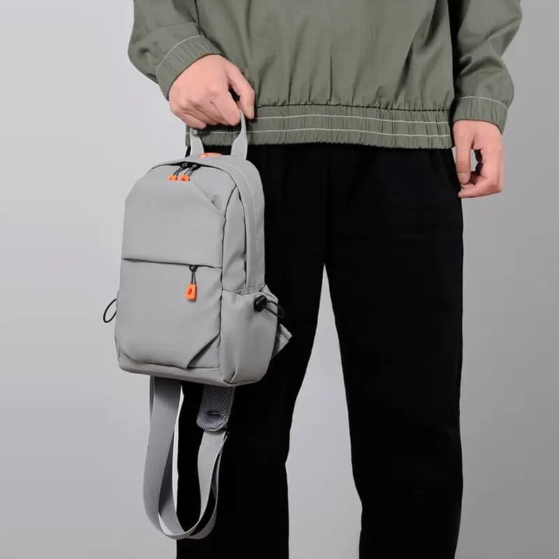 Warrior Casual Minimalist Multi-Functional Trendy Polyester Shoulder Sling Crossbody Chest Bag Small Unisex Couple Black/Gray 5