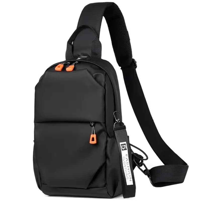 Warrior Casual Minimalist Multi-Functional Trendy Polyester Shoulder Sling Crossbody Chest Bag Small Unisex Couple Black/Gray 8