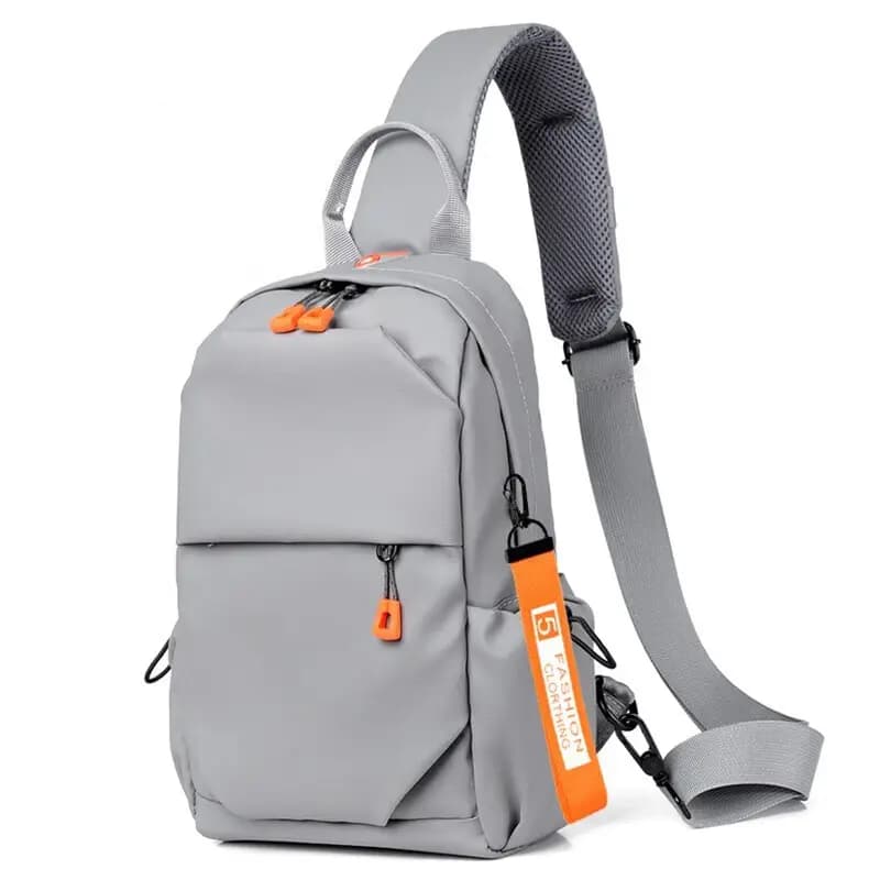 Warrior Casual Minimalist Multi-Functional Trendy Polyester Shoulder Sling Crossbody Chest Bag Small Unisex Couple Black/Gray 2