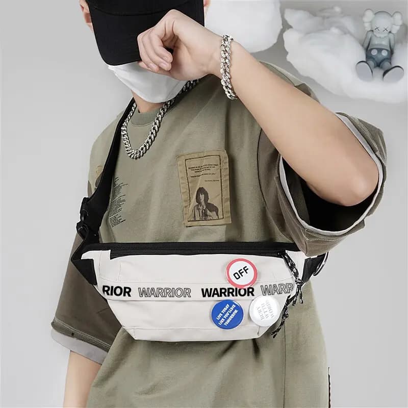 Warrior Nylon Unisex Çiyinüstü Çanta Qara/Ecru 4