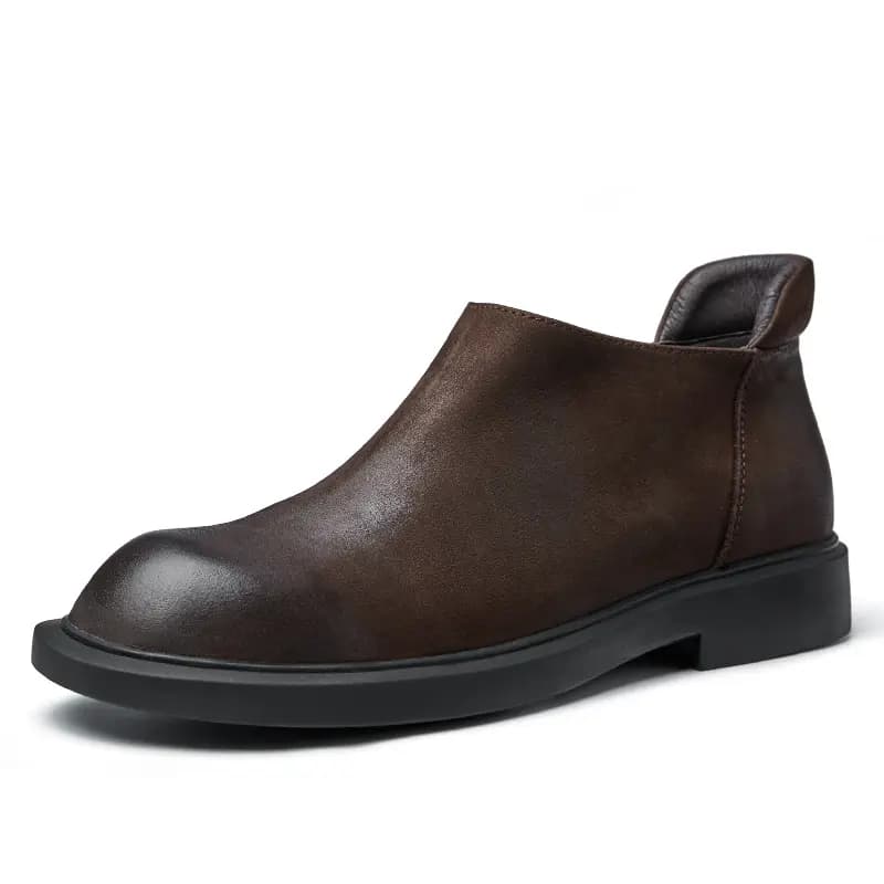 Brounvanm Top Layer Cowhide Leather British Versatile Ankle Boots Men's 2