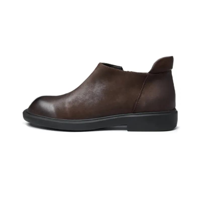 Brounvanm Top Layer Cowhide Leather British Versatile Ankle Boots Men's