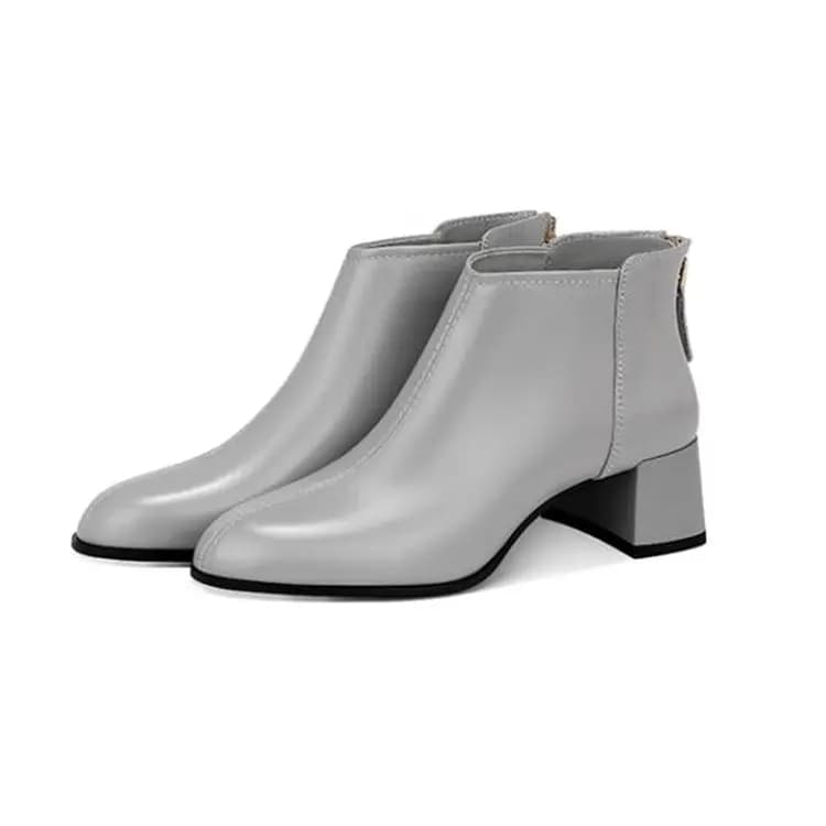 JESSICA SOPHIA Top Layer Cowhide Leather Elegant Temperament Classic Versatile Short Boots 5cm Women's 5