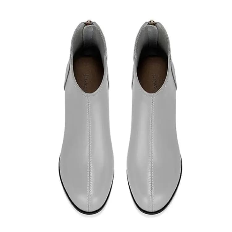JESSICA SOPHIA Top Layer Cowhide Leather Elegant Temperament Classic Versatile Short Boots 5cm Women's 7