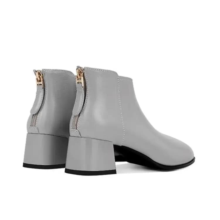 JESSICA SOPHIA Top Layer Cowhide Leather Elegant Temperament Classic Versatile Short Boots 5cm Women's 6