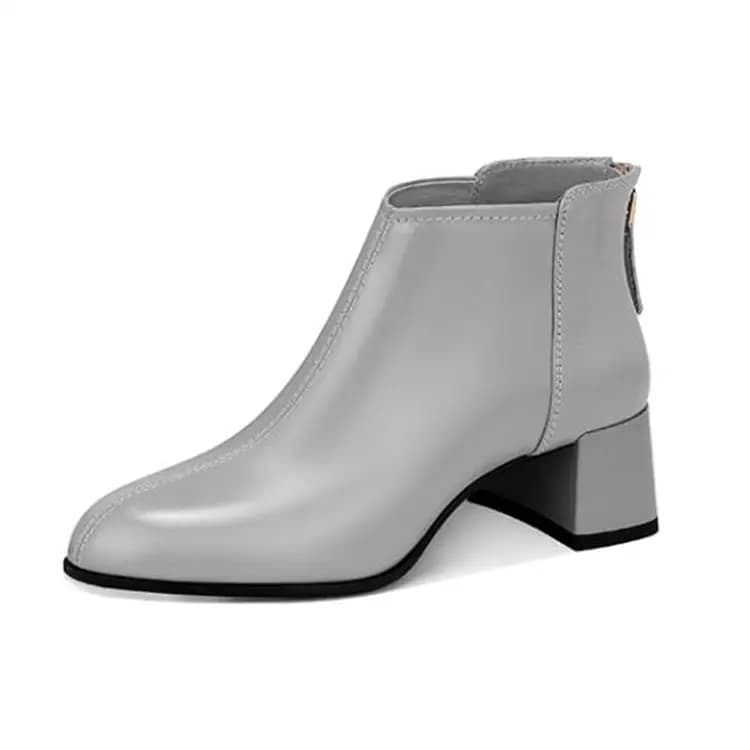 JESSICA SOPHIA Top Layer Cowhide Leather Elegant Temperament Classic Versatile Short Boots 5cm Women's 3