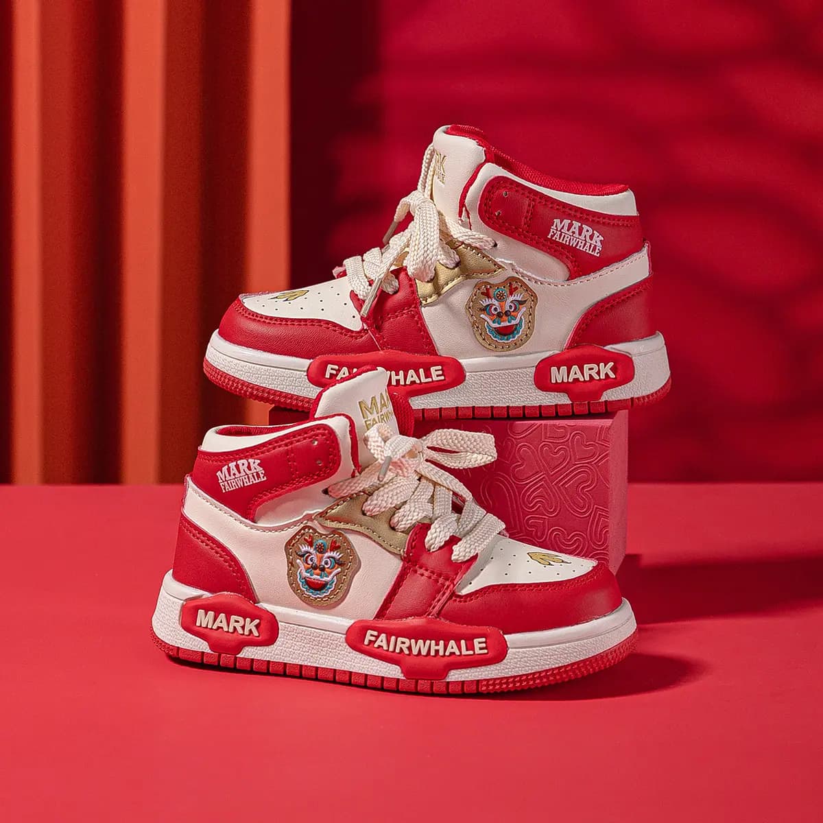 FAIRWHALE High Top Skateboard Shoes China Red Kids' 8