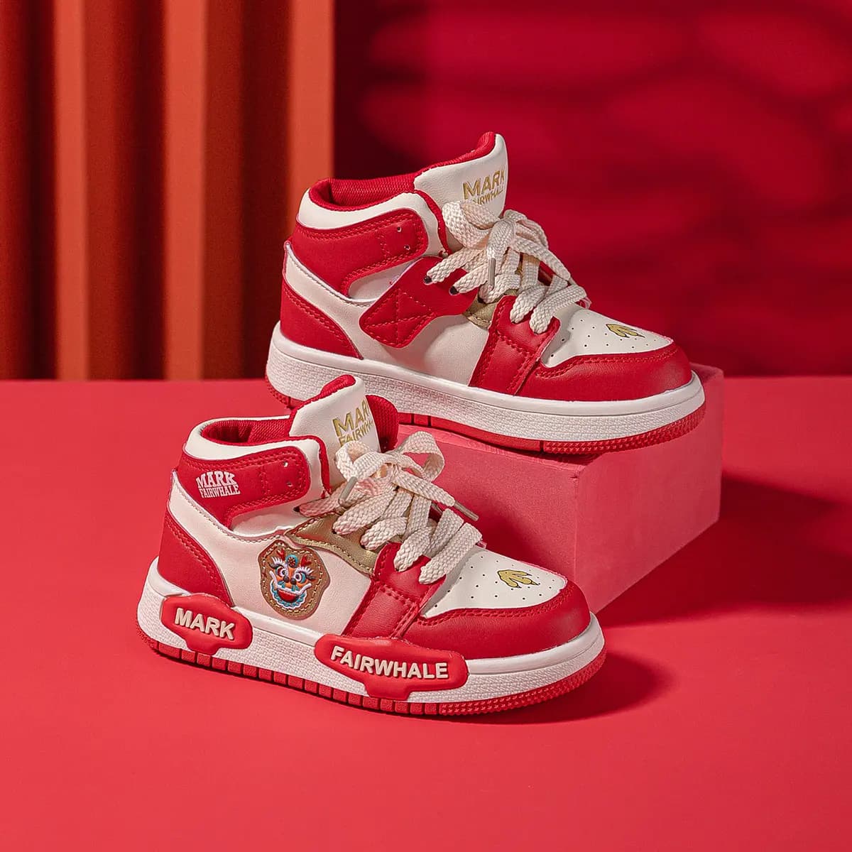 FAIRWHALE High Top Skateboard Shoes China Red Kids' 9