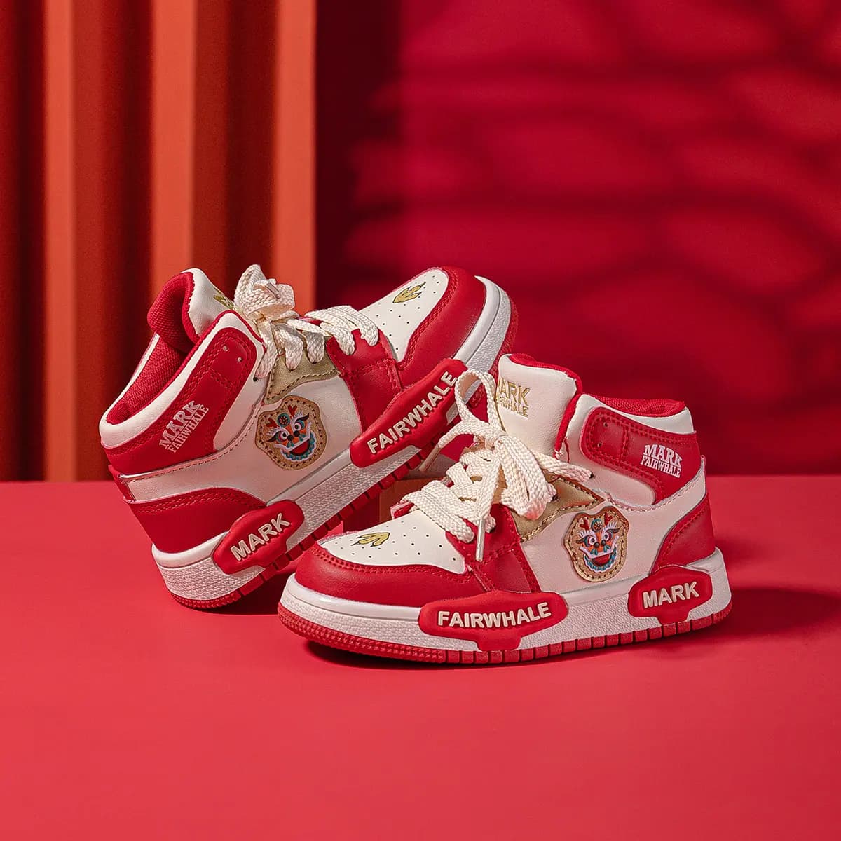 FAIRWHALE High Top Skateboard Shoes China Red Kids' 7