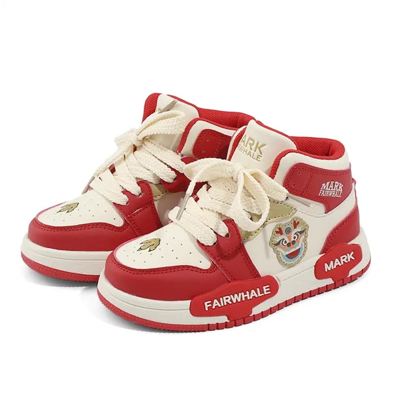 FAIRWHALE High Top Skateboard Shoes China Red Kids' 3
