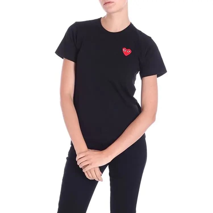 Comme Des Garcons Play Qadın Köynəyi Qırmızı Ürəkli Qara 2