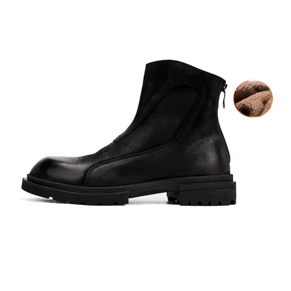 Brounvanm Top-Grain Leather British Style Fashion Versatile Ankle Boots Men's 16