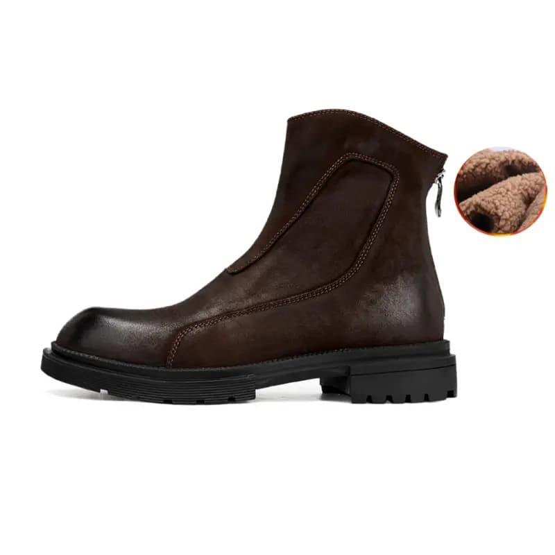 Brounvanm Top-Grain Leather British Style Fashion Versatile Ankle Boots Men's 7