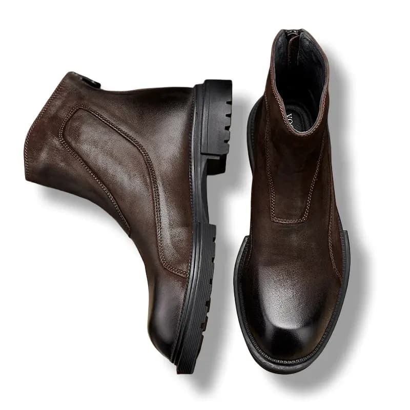 Brounvanm Top-Grain Leather British Style Fashion Versatile Ankle Boots Men's 10