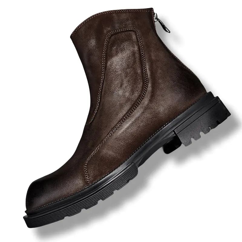 Brounvanm Top-Grain Leather British Style Fashion Versatile Ankle Boots Men's 3