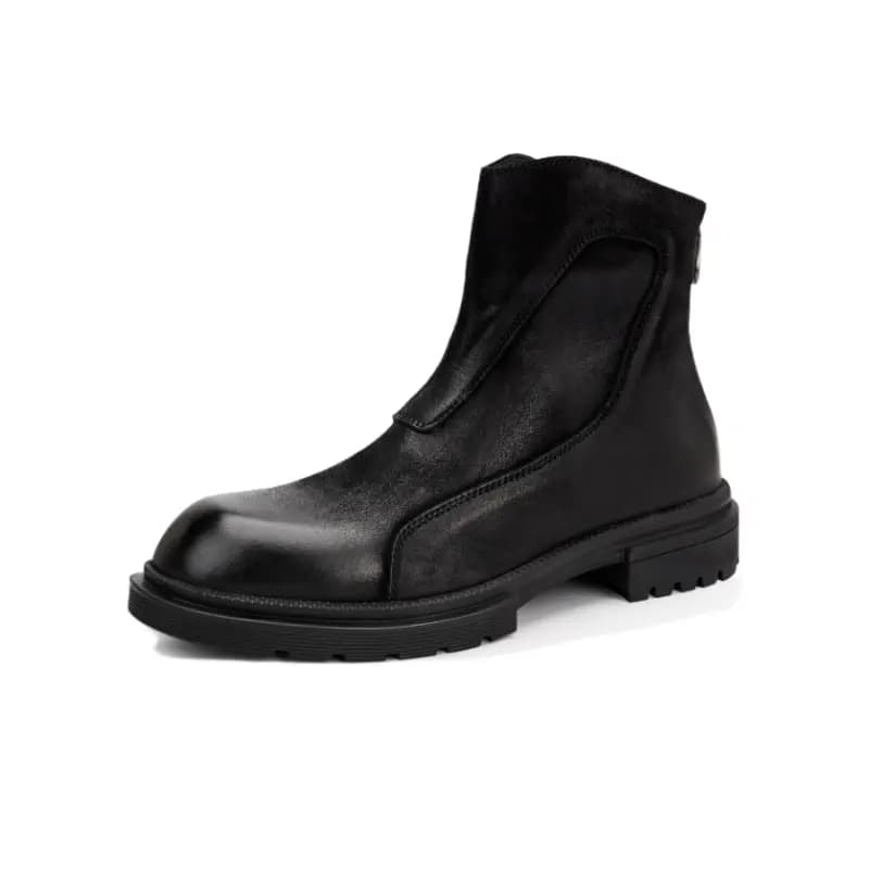 Brounvanm Top-Grain Leather British Style Fashion Versatile Ankle Boots Men's 12