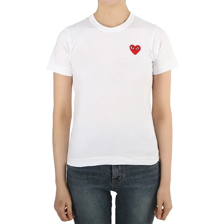 Comme Des Garcons Play Qadın Köynəyi Qırmızı Ürəkli Ağ 2
