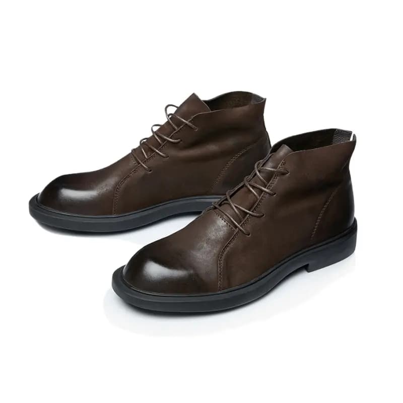 Brounvanm Top-Grain Leather Anti-Slip Wear-Resistant Warm Comfortable Ankle Boots 3cm Men's 11