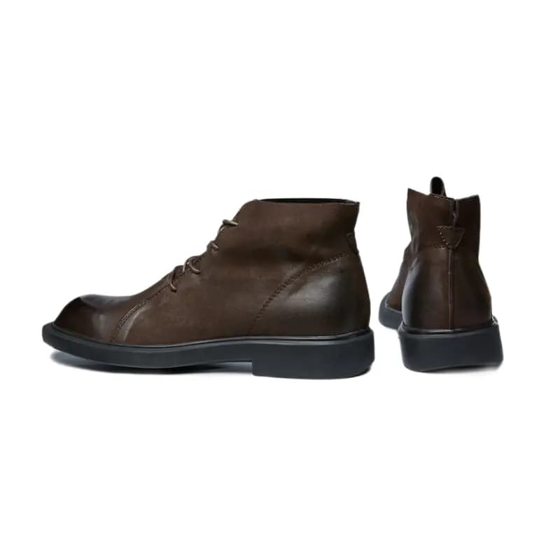 Brounvanm Top-Grain Leather Anti-Slip Wear-Resistant Warm Comfortable Ankle Boots 3cm Men's 13