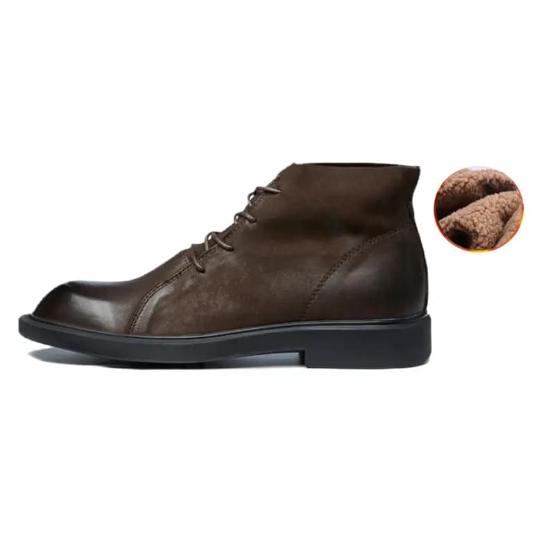 Brounvanm Top-Grain Leather Anti-Slip Wear-Resistant Warm Comfortable Ankle Boots 3cm Men's 10