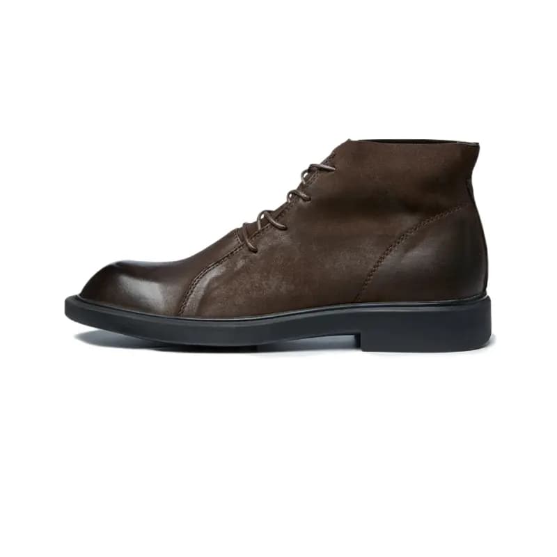 Brounvanm Top-Grain Leather Anti-Slip Wear-Resistant Warm Comfortable Ankle Boots 3cm Men's