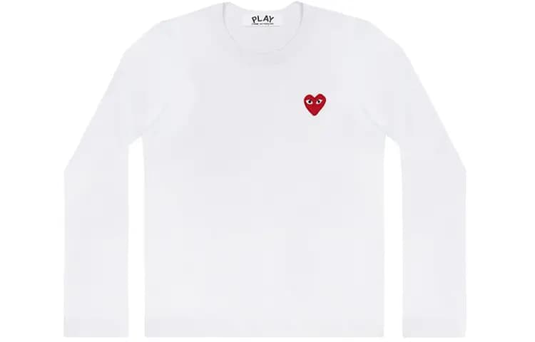CDG Play Red Heart Loqolu Uzunqol Köynək Kişi Ağ