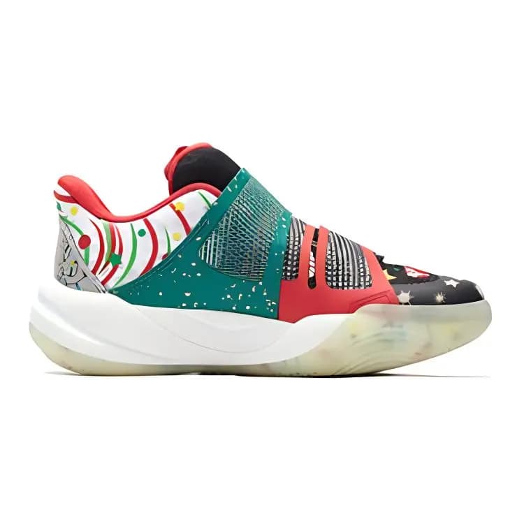 Big Kid FILA Cushioning Low-Top Basketball Shoes Black Red 2