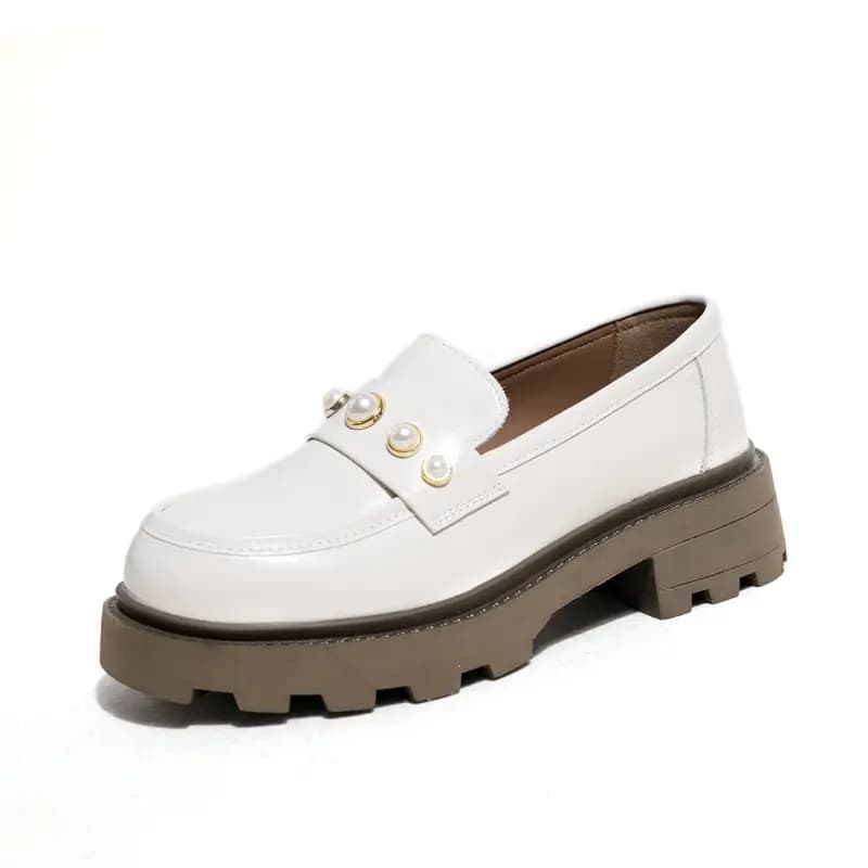 ouumeis Dəri Qadın Loafer Ayaqqabısı 5
