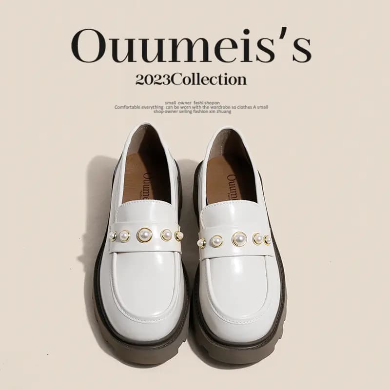 ouumeis Dəri Qadın Loafer Ayaqqabısı 7