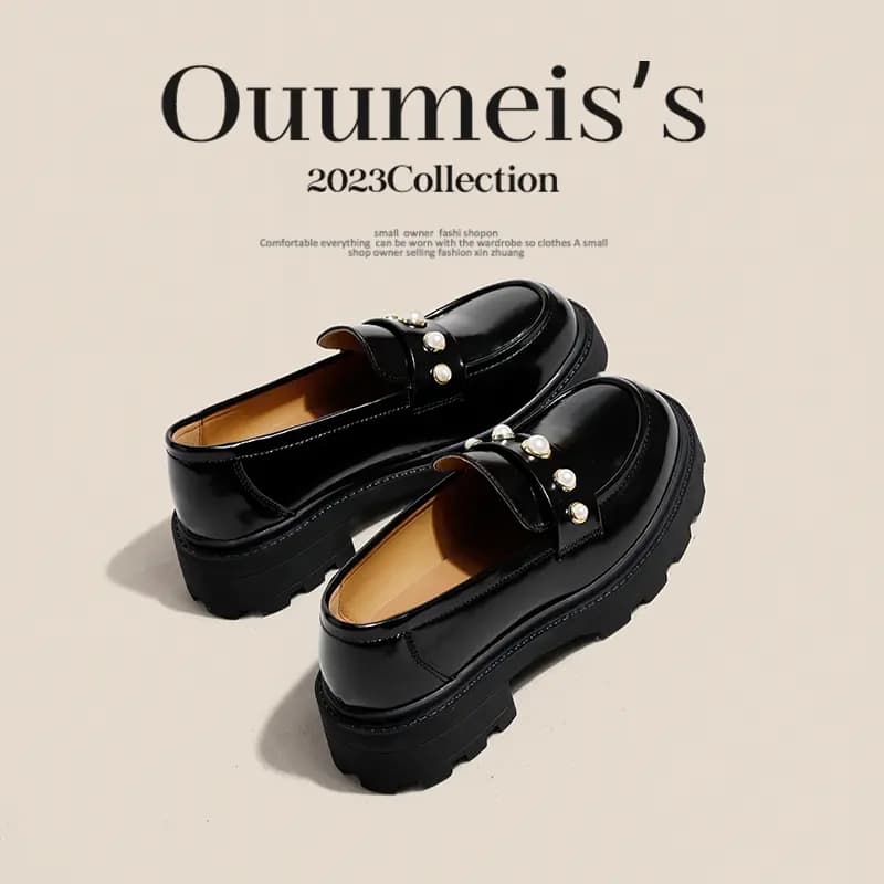 ouumeis Dəri Qadın Loafer Ayaqqabısı 2
