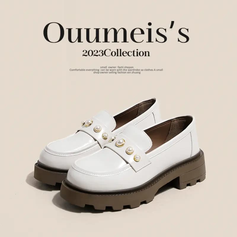 ouumeis Dəri Qadın Loafer Ayaqqabısı 6