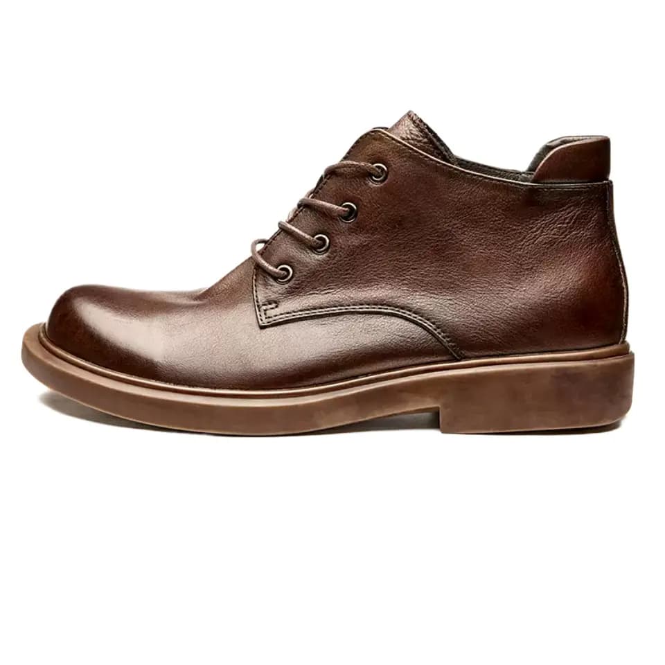 Brounvanm Genuine Leather Chunky Lightweight Casual Short Boots 3cm Men's 5