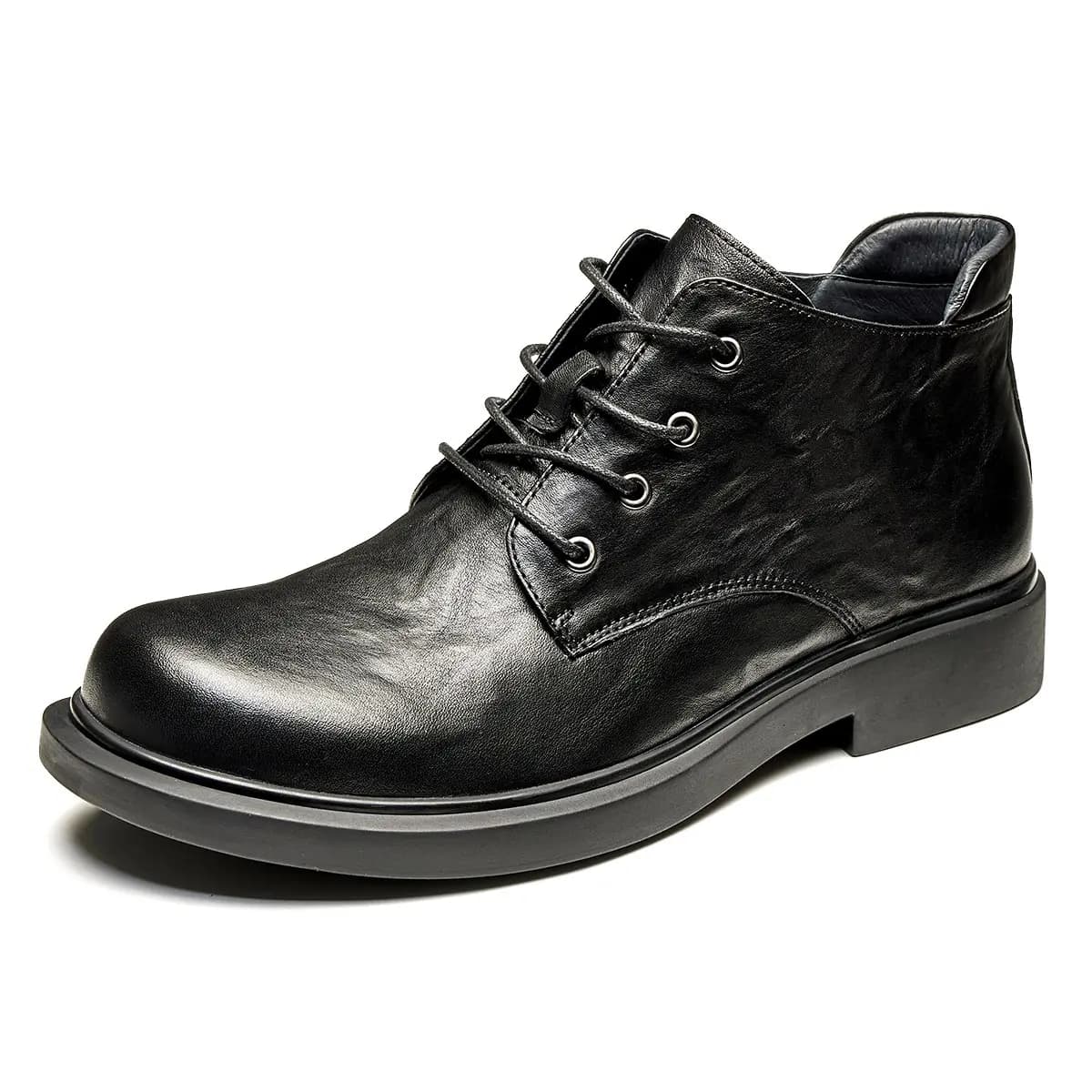 Brounvanm Genuine Leather Chunky Lightweight Casual Short Boots 3cm Men's 2