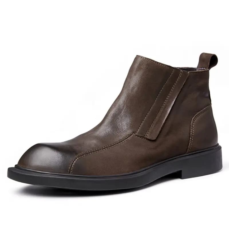Brounvanm Genuine Leather Fashion Daily Short Boots Men's Coffee 3