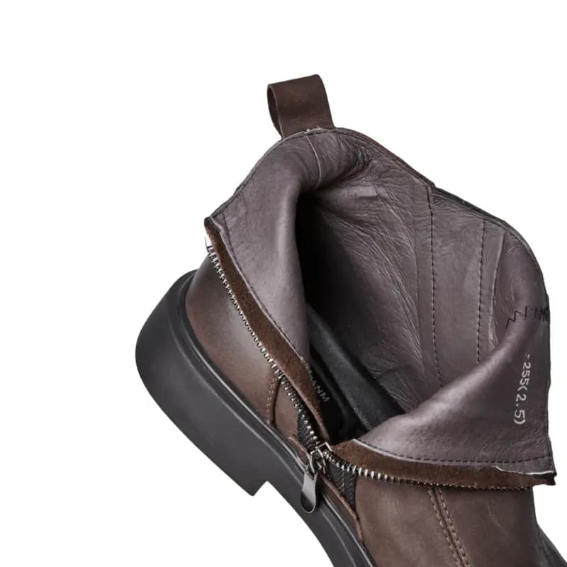 Brounvanm Genuine Leather Fashion Daily Short Boots Men's Coffee 7