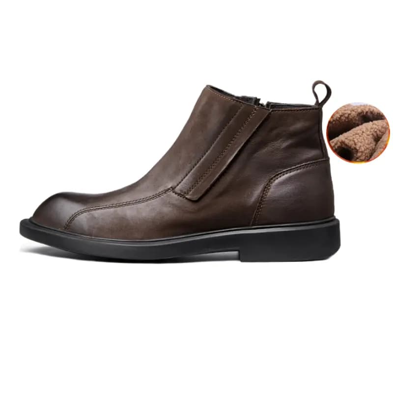 Brounvanm Genuine Leather Fashion Daily Short Boots Men's Coffee 10