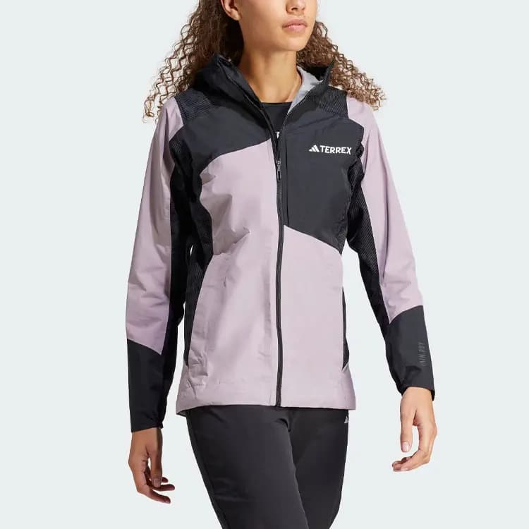 Adidas TERREX XPERIOR Water-Resistant And Rainproof Windbreaker Jacket Women's Gray Purple 4