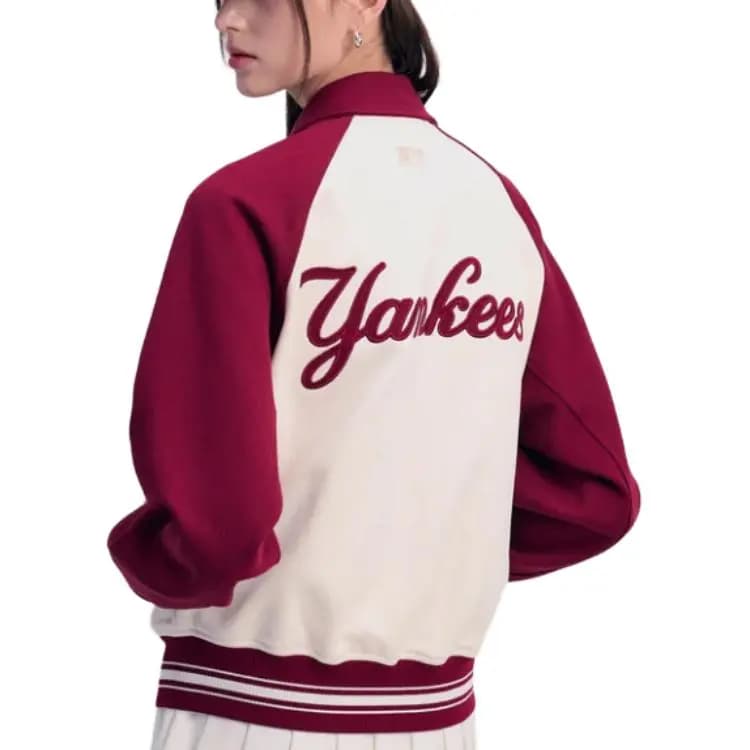 MLB SS24 New York Yankees Baseball Gödəkçəsi Unisex Bordo 4