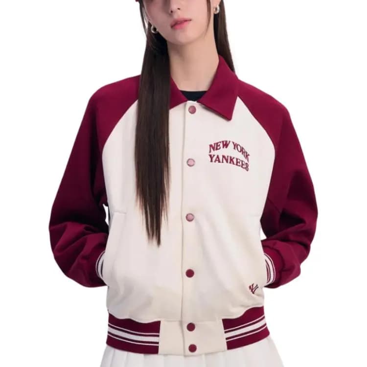 MLB SS24 New York Yankees Baseball Gödəkçəsi Unisex Bordo 3