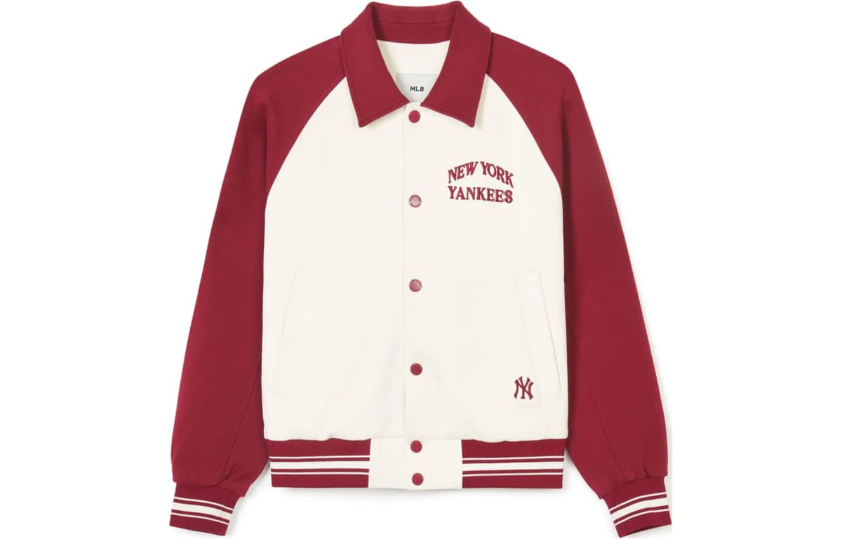 MLB SS24 New York Yankees Baseball Gödəkçəsi Unisex Bordo