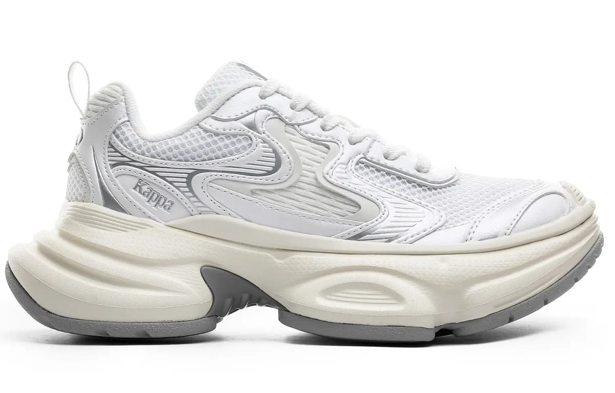 Kappa Low-Top Chunky Sneakers Women's White Silver 2