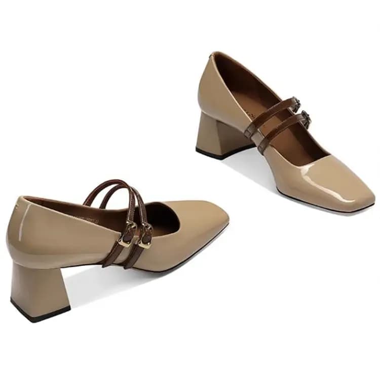 JESSICA SOPHIA Chunky Heel Mary Jane Shoes 5cm Women's 4