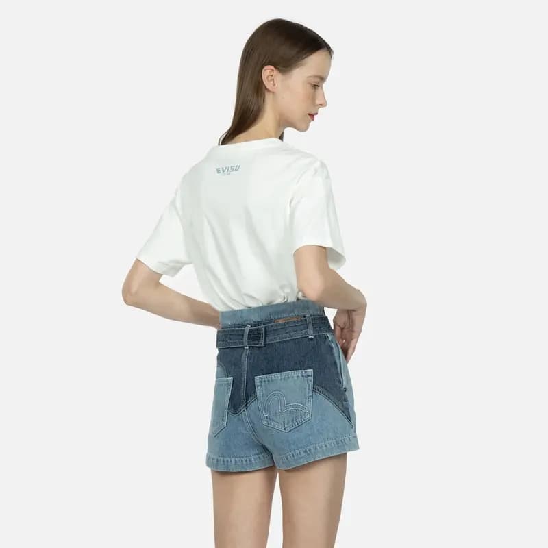 EVISU 23SS Qadın Cins Şortu Mavi 4