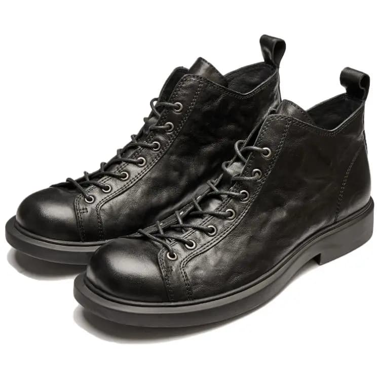 Brounvanm Top-Grain Cowhide Leather British Vintage Short Boots 3cm Men's 22