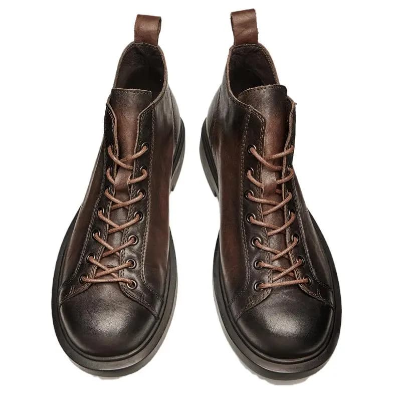 Brounvanm Top-Grain Cowhide Leather British Vintage Short Boots 3cm Men's 16